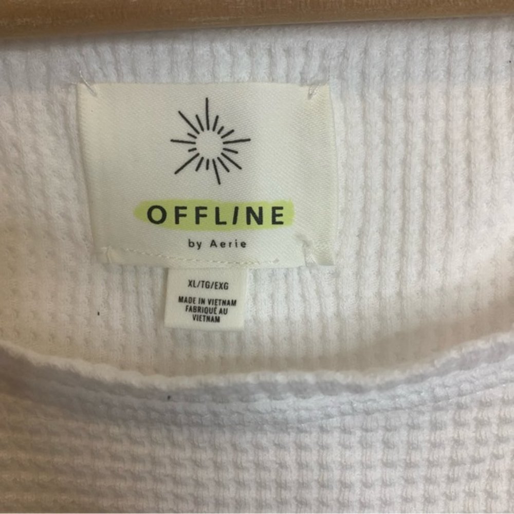 Offline by Aerie Cropped Waffle Muscle Tank Top White - Picture 2 of 6